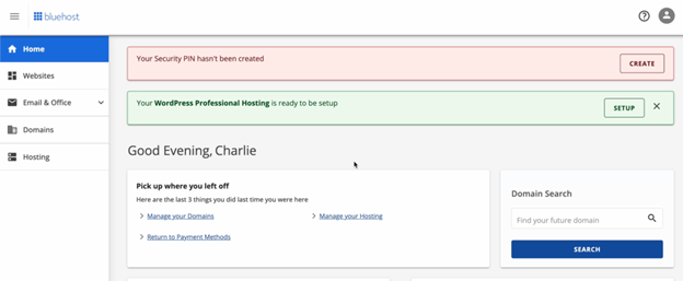 Bluehost Domain Setup 2